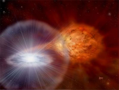 Explosion in a binary system