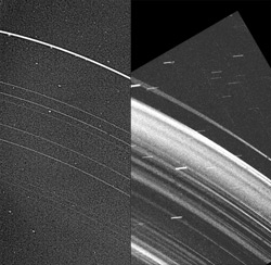 Uranian rings seen by Voyager